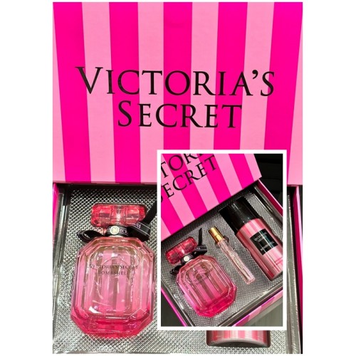 Victoria s Secret Bombshell Edp 100 ml Kadın Parfüm  KOFRE SET &  150 ml Deodorant - 20 ml Çanta boy dekant parfüm