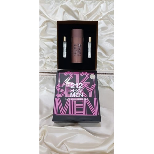 Carolina Herrera 212 Sexy Men SET 100 ml erkek parfüm & 2 x 8 ml Decant çanta boy parfüm