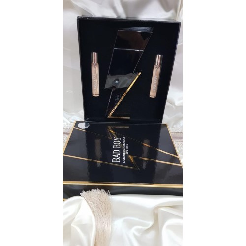 Carolina Herrera Bad Boy SET edt 100 ml erkek parfüm & 2 x 8 ml Decant çanta boy parfüm